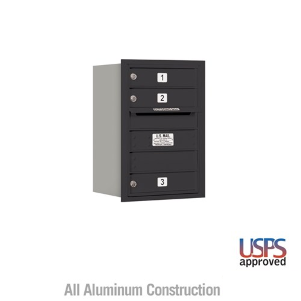 Salsbury 6 Door High Recessed Mounted 4C Horizontal Mailbox | 3 Doors with USPS Access - Rear Loading