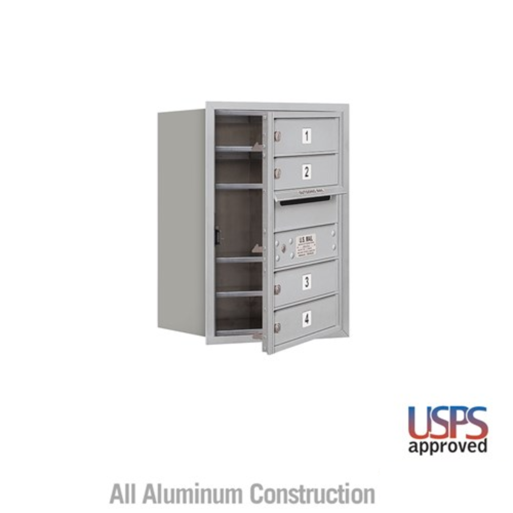 Salsbury 6 Door High Recessed Mounted 4C Horizontal Mailbox | 4 Doors with USPS Access - Front Loading