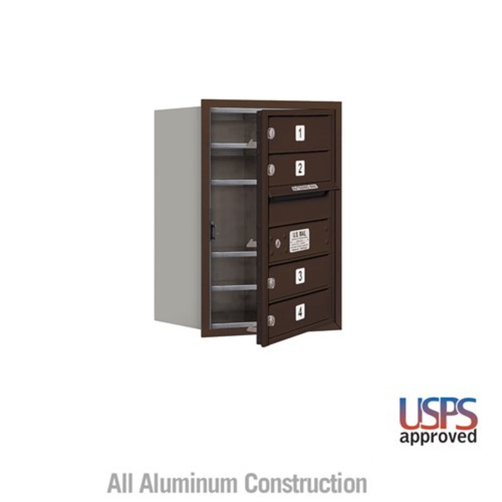 Salsbury 6 Door High Recessed Mounted 4C Horizontal Mailbox | 4 Doors with USPS Access - Front Loading