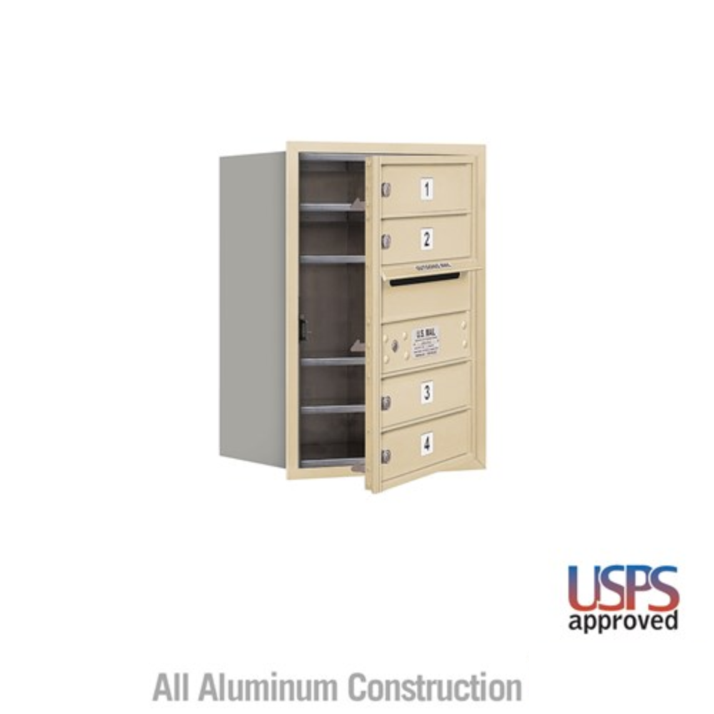 Salsbury 6 Door High Recessed Mounted 4C Horizontal Mailbox | 4 Doors with USPS Access - Front Loading
