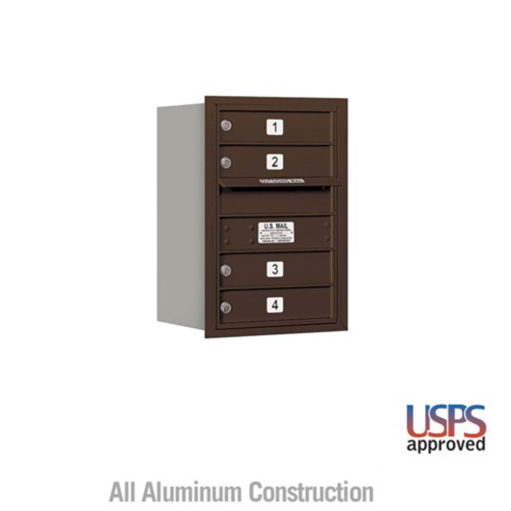 Salsbury 6 Door High Recessed Mounted 4C Horizontal Mailbox | 4 Doors  with USPS Access - Rear Loading