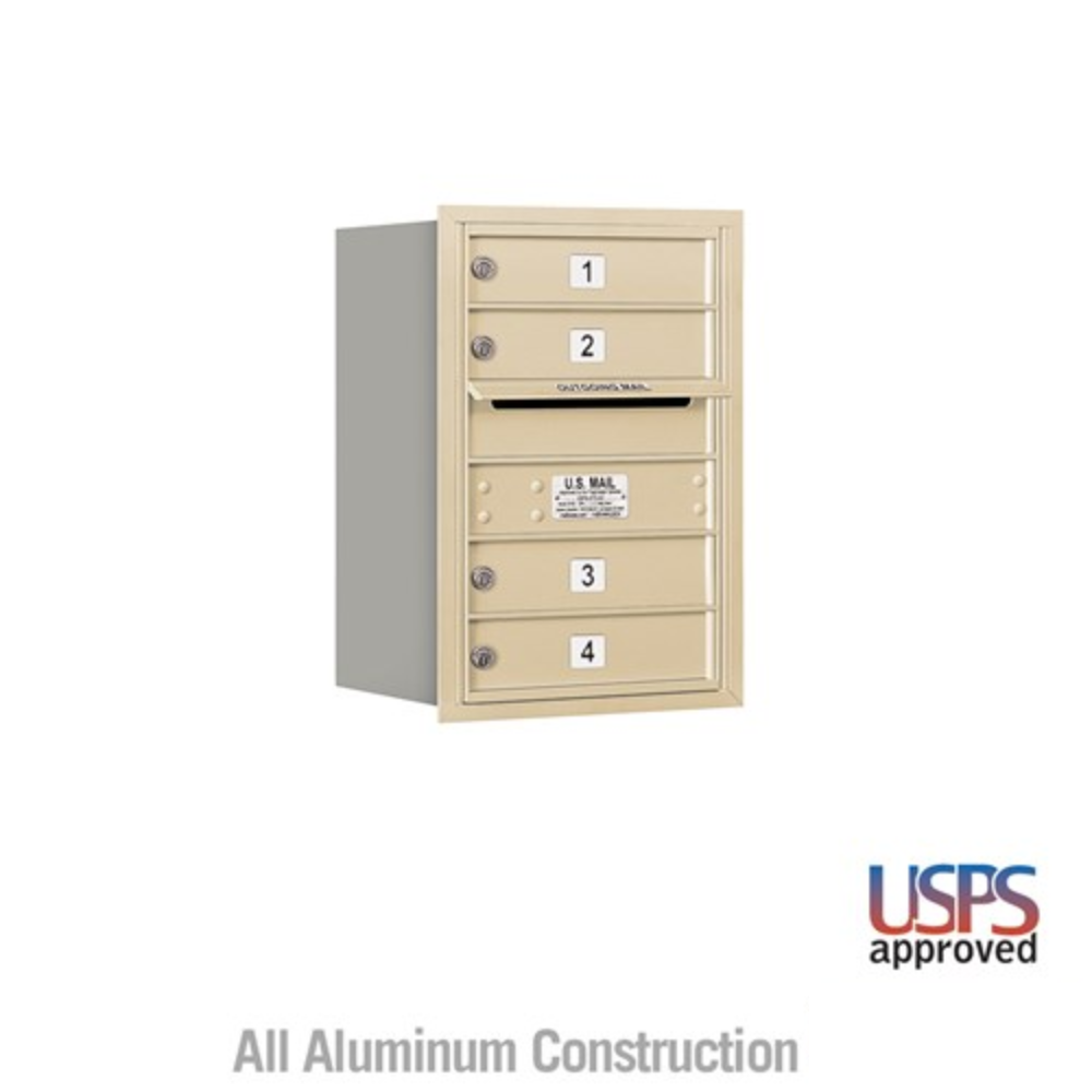 Salsbury 6 Door High Recessed Mounted 4C Horizontal Mailbox | 4 Doors  with USPS Access - Rear Loading