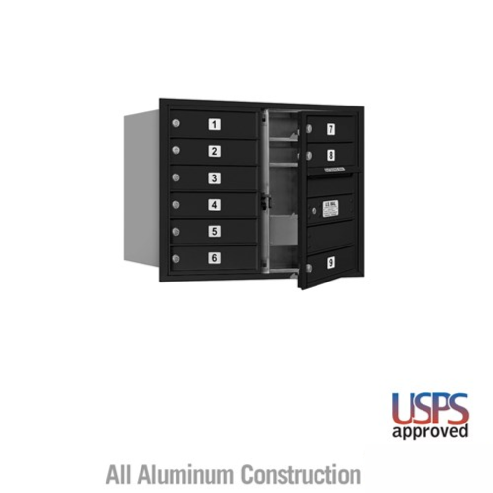 Salsbury 6 Door High Recessed Mounted 4C Horizontal Mailbox | 9 Doors with USPS Access - Front Loading