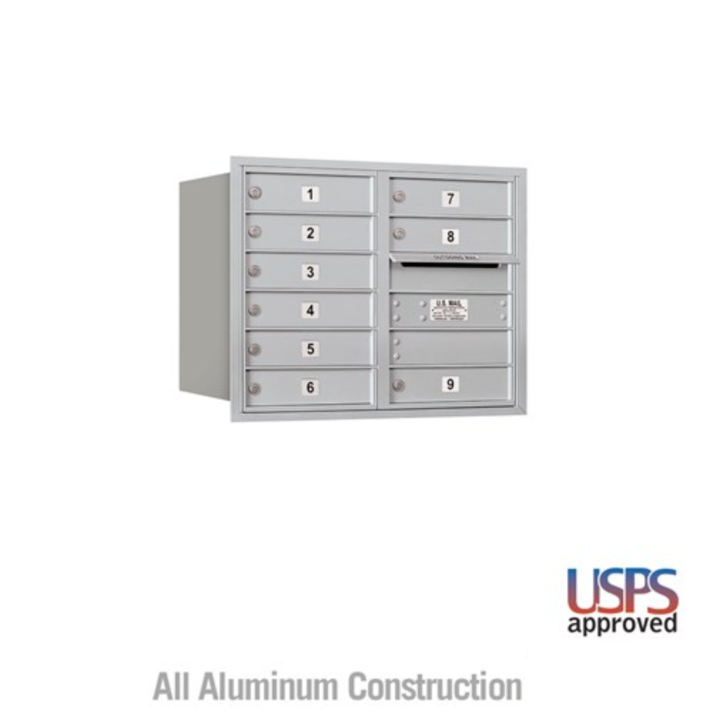 Salsbury 6 Door High Recessed Mounted 4C Horizontal Mailbox | 9 Doors with USPS Access - Rear Loading