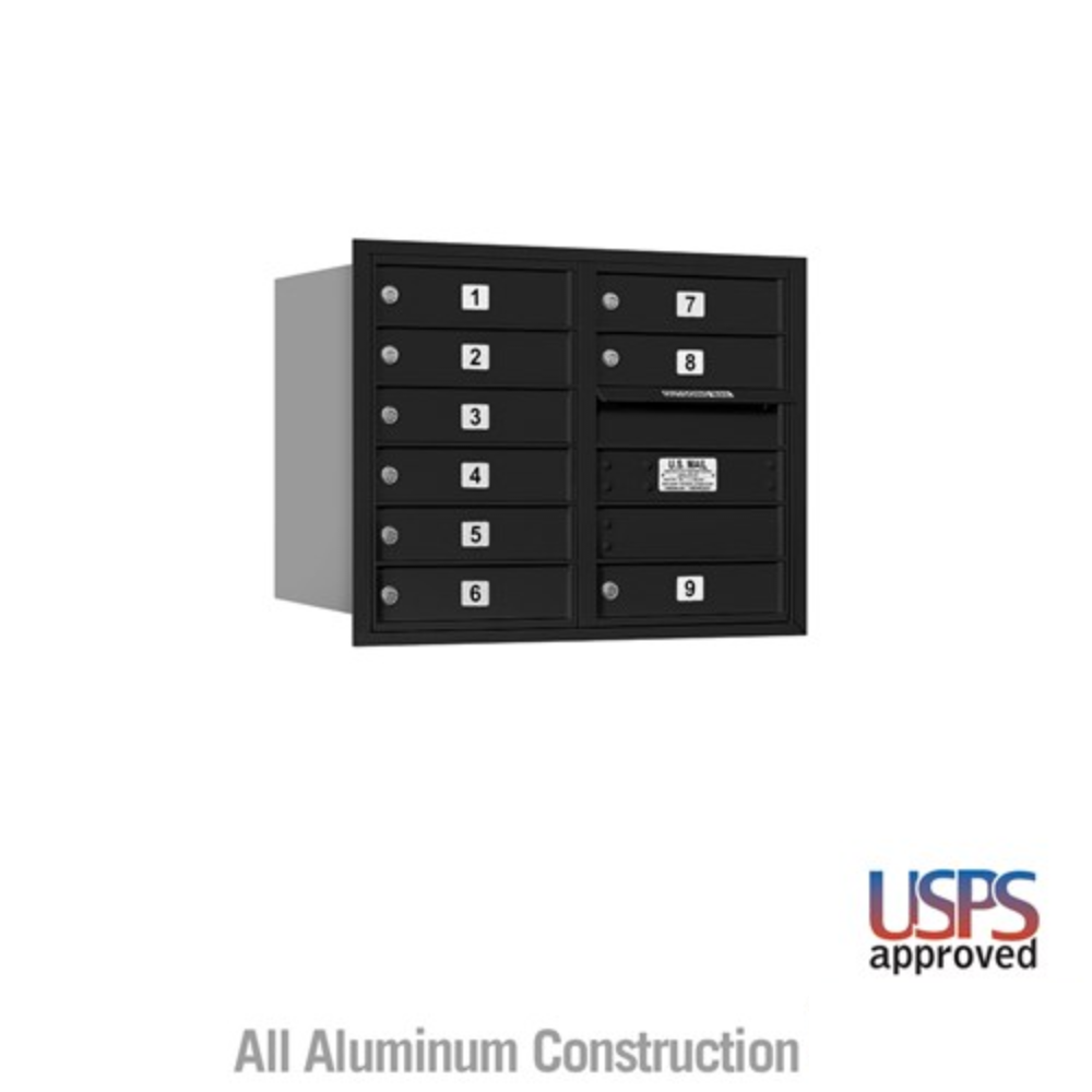 Salsbury 6 Door High Recessed Mounted 4C Horizontal Mailbox | 9 Doors with USPS Access - Rear Loading