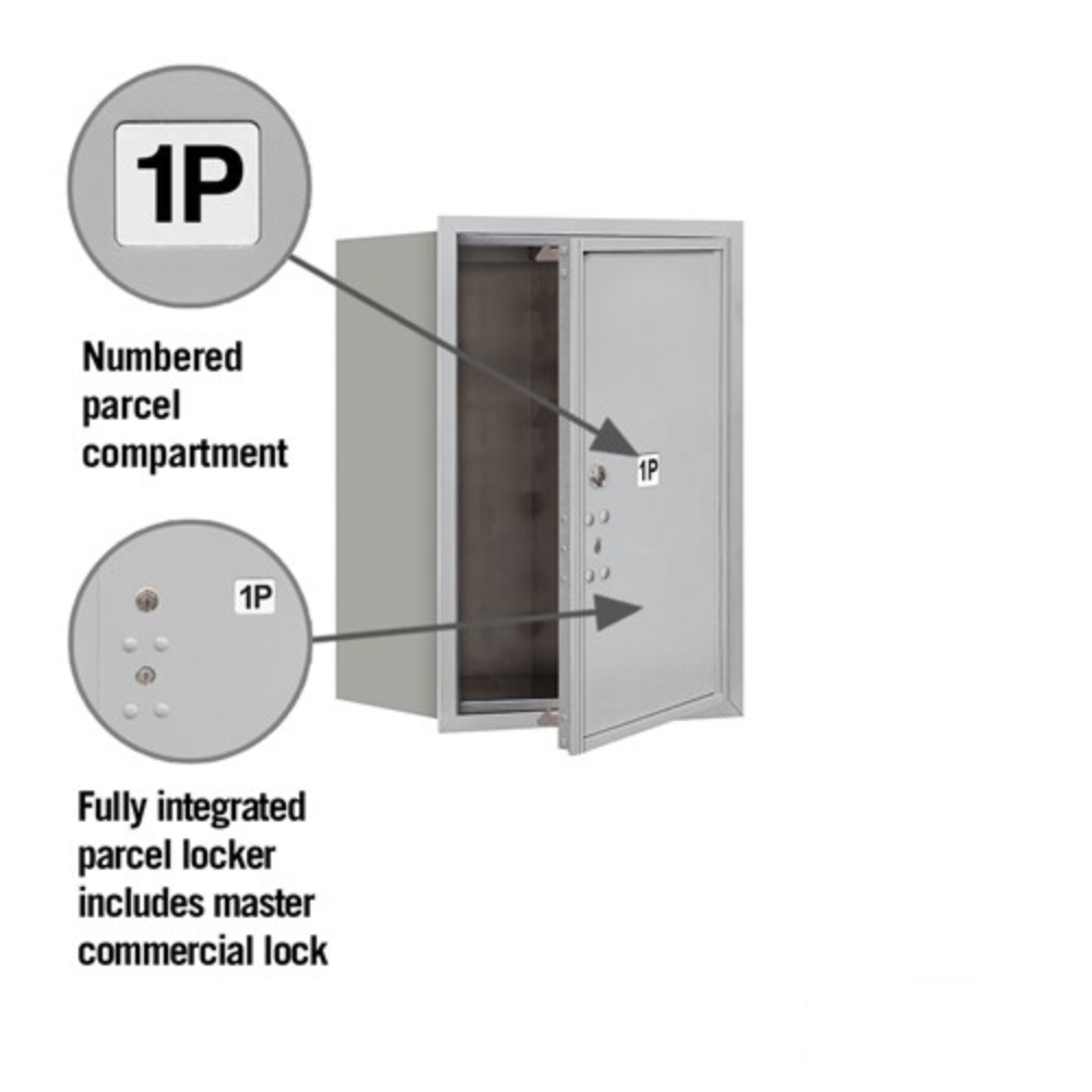 Salsbury 6 Door High Recessed Mounted 4C Horizontal Parcel Locker | 1 Parcel Locker with USPS Access - Front Loading