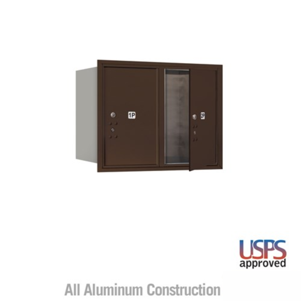 Salsbury 6 Door High Recessed Mounted 4C Horizontal Parcel Locker | 2 Parcel Lockers with USPS Access - Front Loading