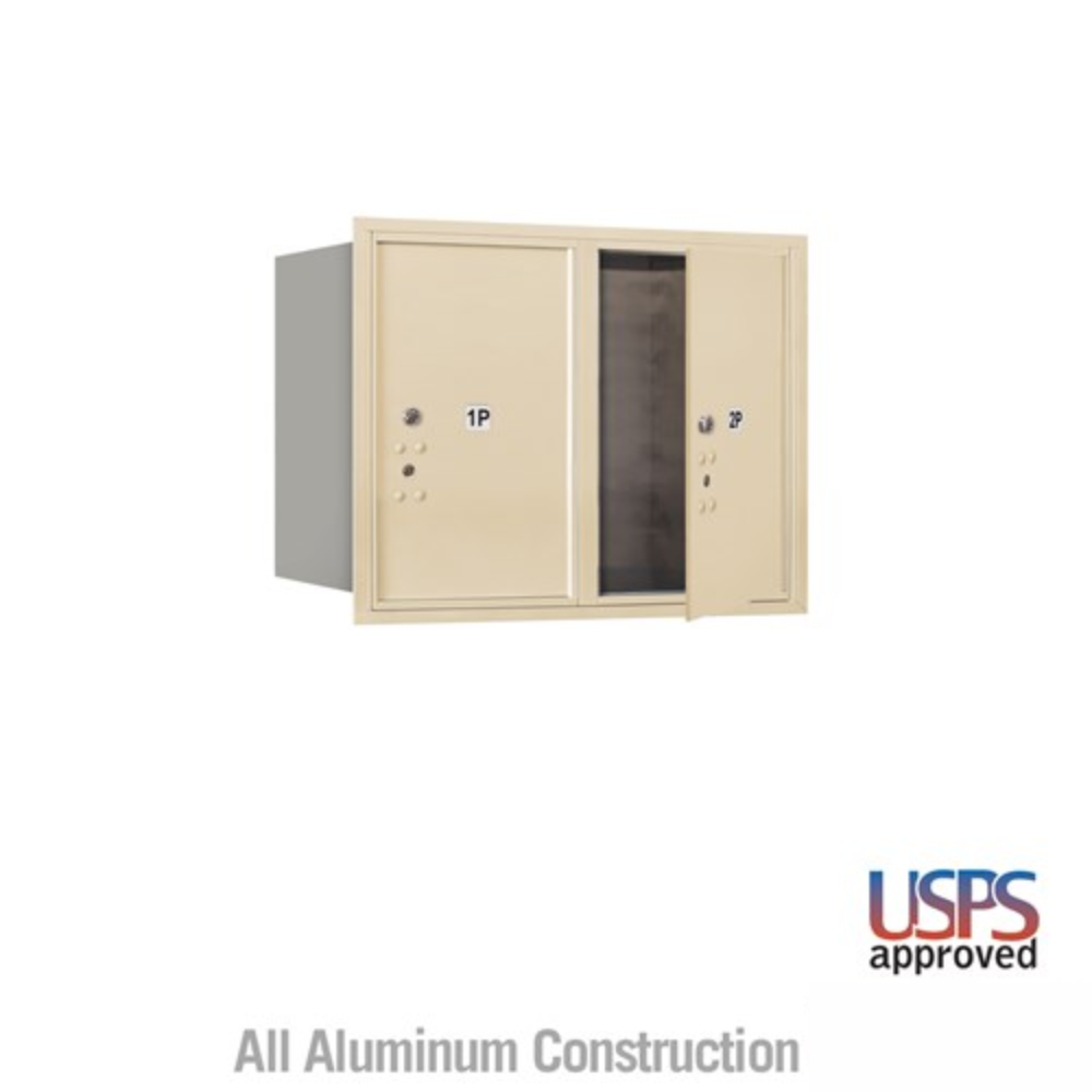 Salsbury 6 Door High Recessed Mounted 4C Horizontal Parcel Locker | 2 Parcel Lockers with USPS Access - Front Loading