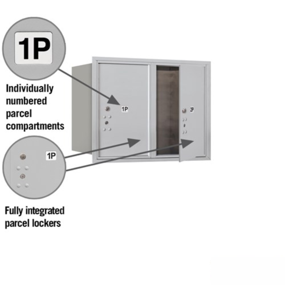 Salsbury 6 Door High Recessed Mounted 4C Horizontal Parcel Locker | 2 Parcel Lockers with USPS Access - Front Loading