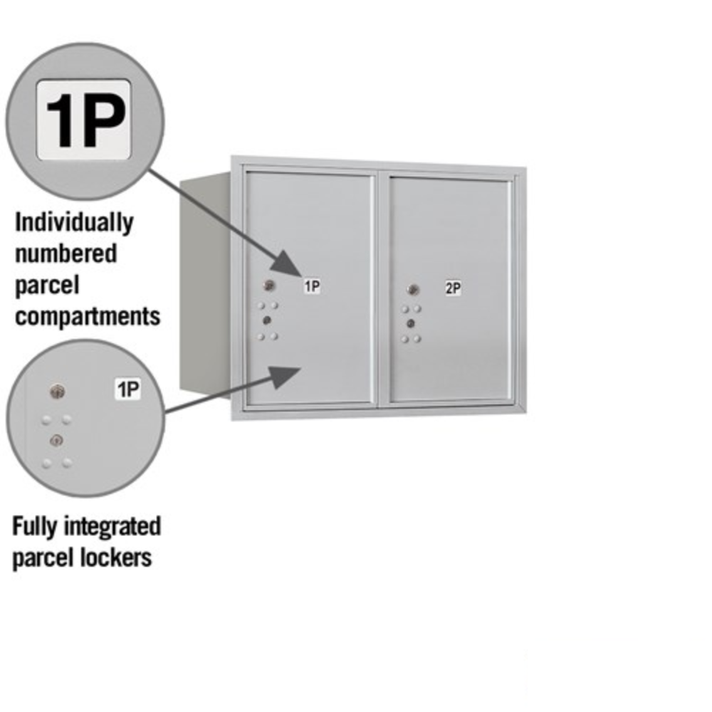 Salsbury 6 Door High Recessed Mounted 4C Horizontal Parcel Locker | 2 Parcel Lockers with USPS Access - Rear Loading