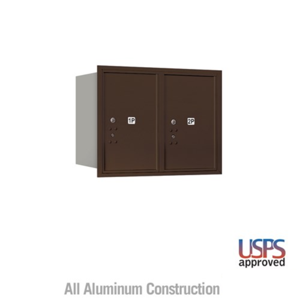 Salsbury 6 Door High Recessed Mounted 4C Horizontal Parcel Locker | 2 Parcel Lockers with USPS Access - Rear Loading