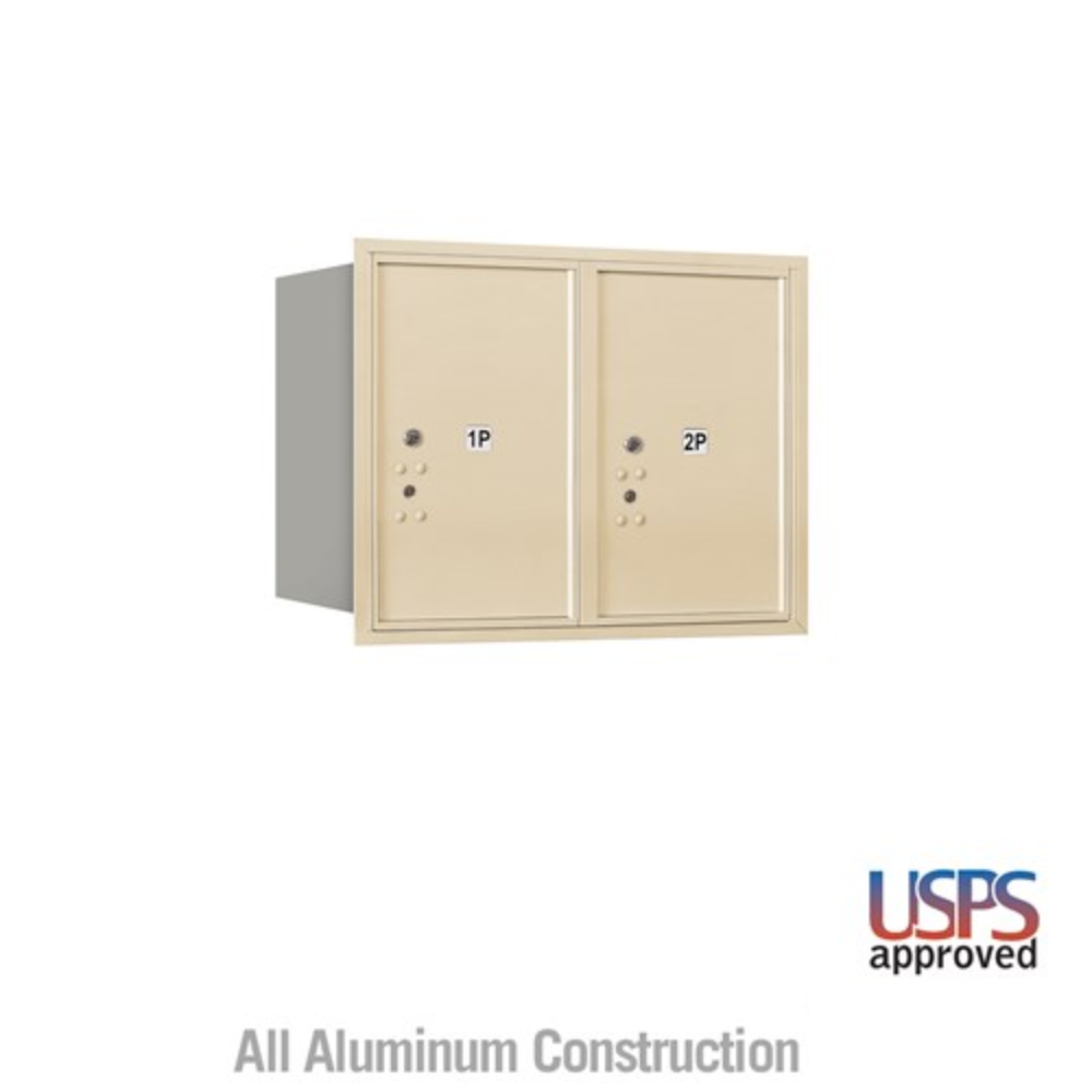 Salsbury 6 Door High Recessed Mounted 4C Horizontal Parcel Locker | 2 Parcel Lockers with USPS Access - Rear Loading