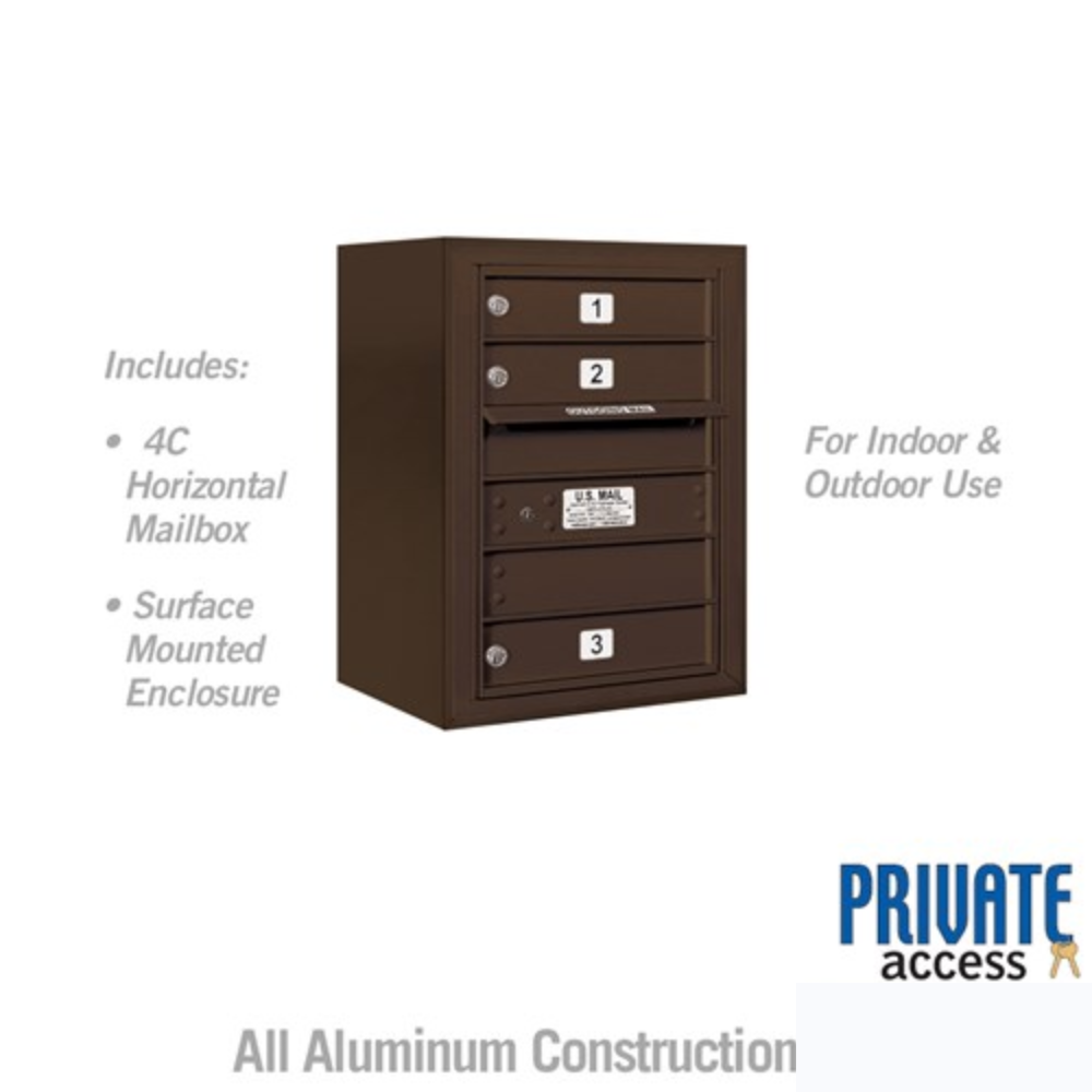 Salsbury 6 Door High Surface Mounted 4C Horizontal Mailbox | 3 Doors with Private Access