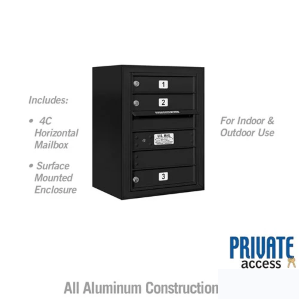 Salsbury 6 Door High Surface Mounted 4C Horizontal Mailbox | 3 Doors with Private Access