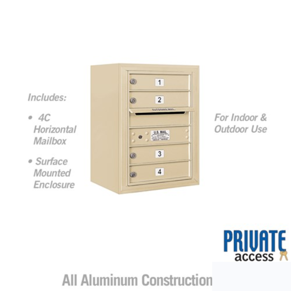 Salsbury 6 Door High Surface Mounted 4C Horizontal Mailbox | 4 Doors with Private Access