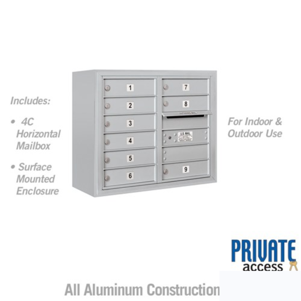Salsbury 6 Door High Surface Mounted 4C Horizontal Mailbox | 9 Doors with Private Access