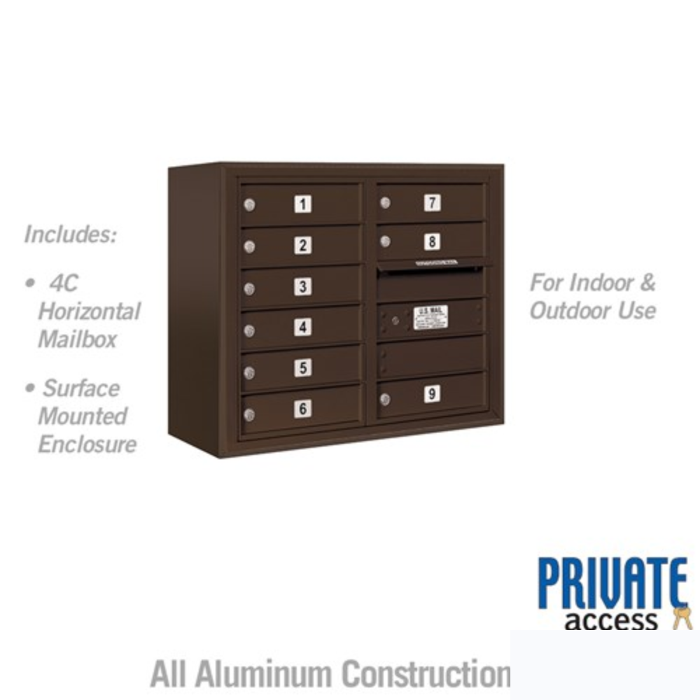 Salsbury 6 Door High Surface Mounted 4C Horizontal Mailbox | 9 Doors with Private Access