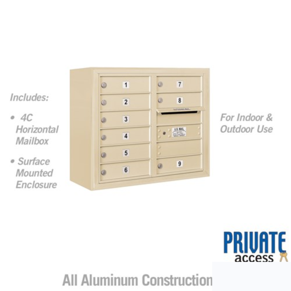 Salsbury 6 Door High Surface Mounted 4C Horizontal Mailbox | 9 Doors with Private Access