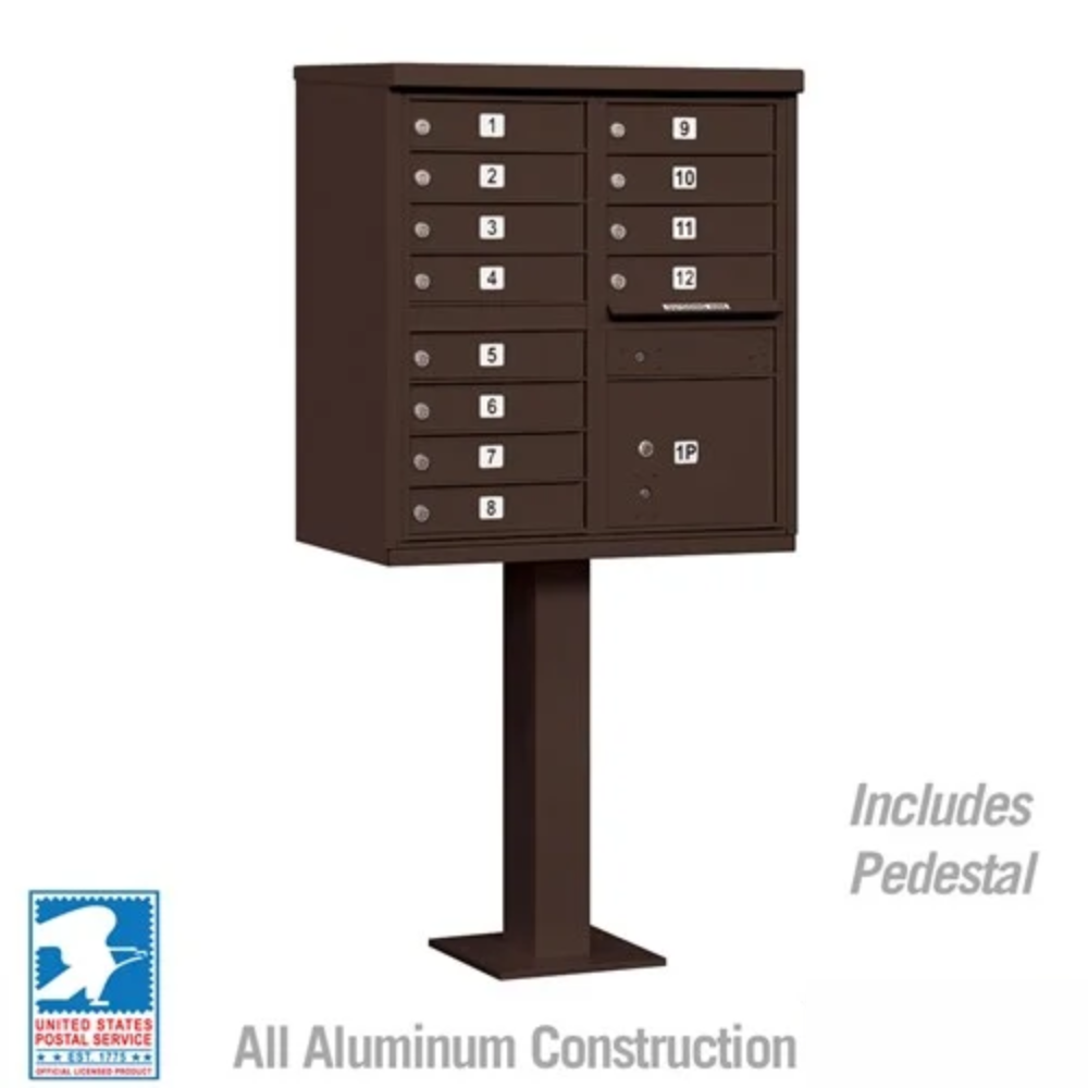 Salsbury Cluster Box Unit | 12 Doors and 1 Parcel Locker with USPS Access – Type 2