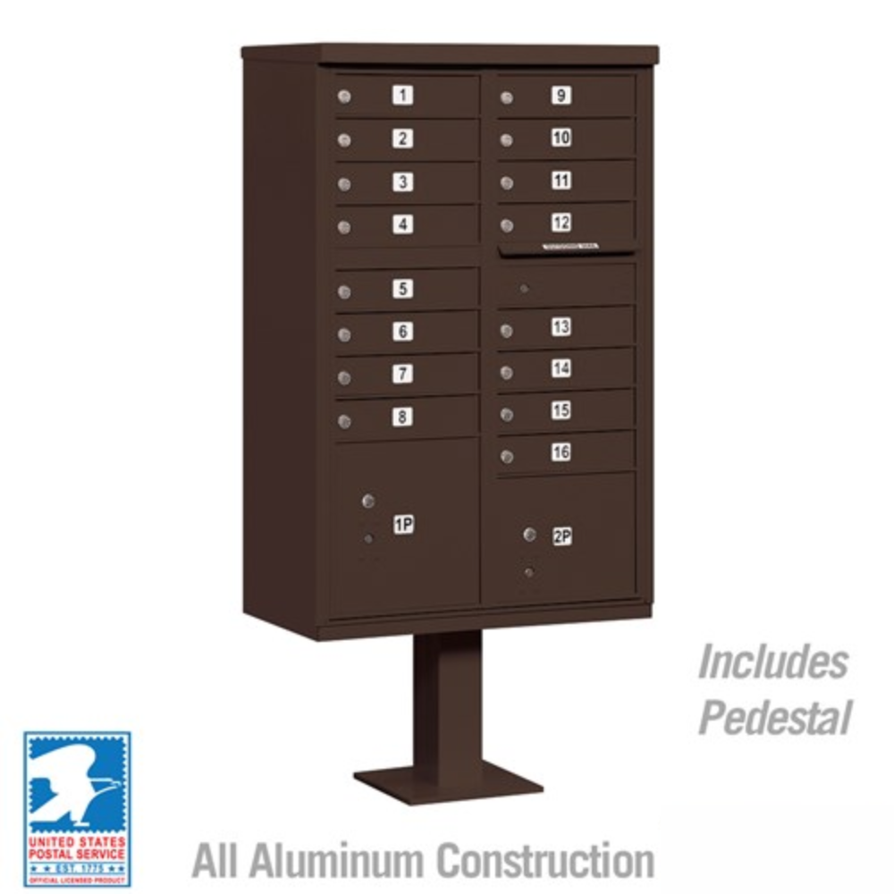 Salsbury Cluster Box Unit  | 16 Doors and 2 Parcel Lockers with USPS Access – Type 3