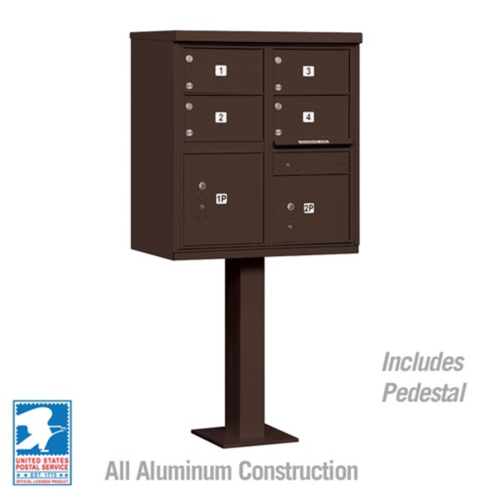 Salsbury Cluster Box Unit | 4 Doors and 2 Parcel Lockers with USPS Access – Type 5