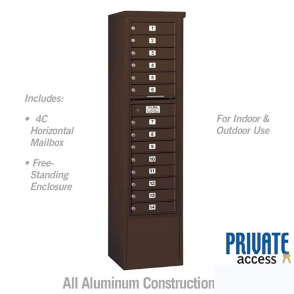 Salsbury Maximum Height Free-Standing 4C Horizontal Mailbox | 14 Doors with Private Access