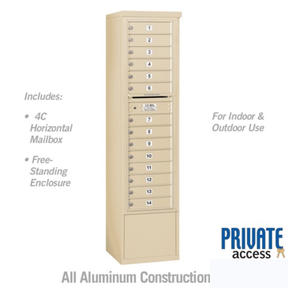Salsbury Maximum Height Free-Standing 4C Horizontal Mailbox | 14 Doors with Private Access