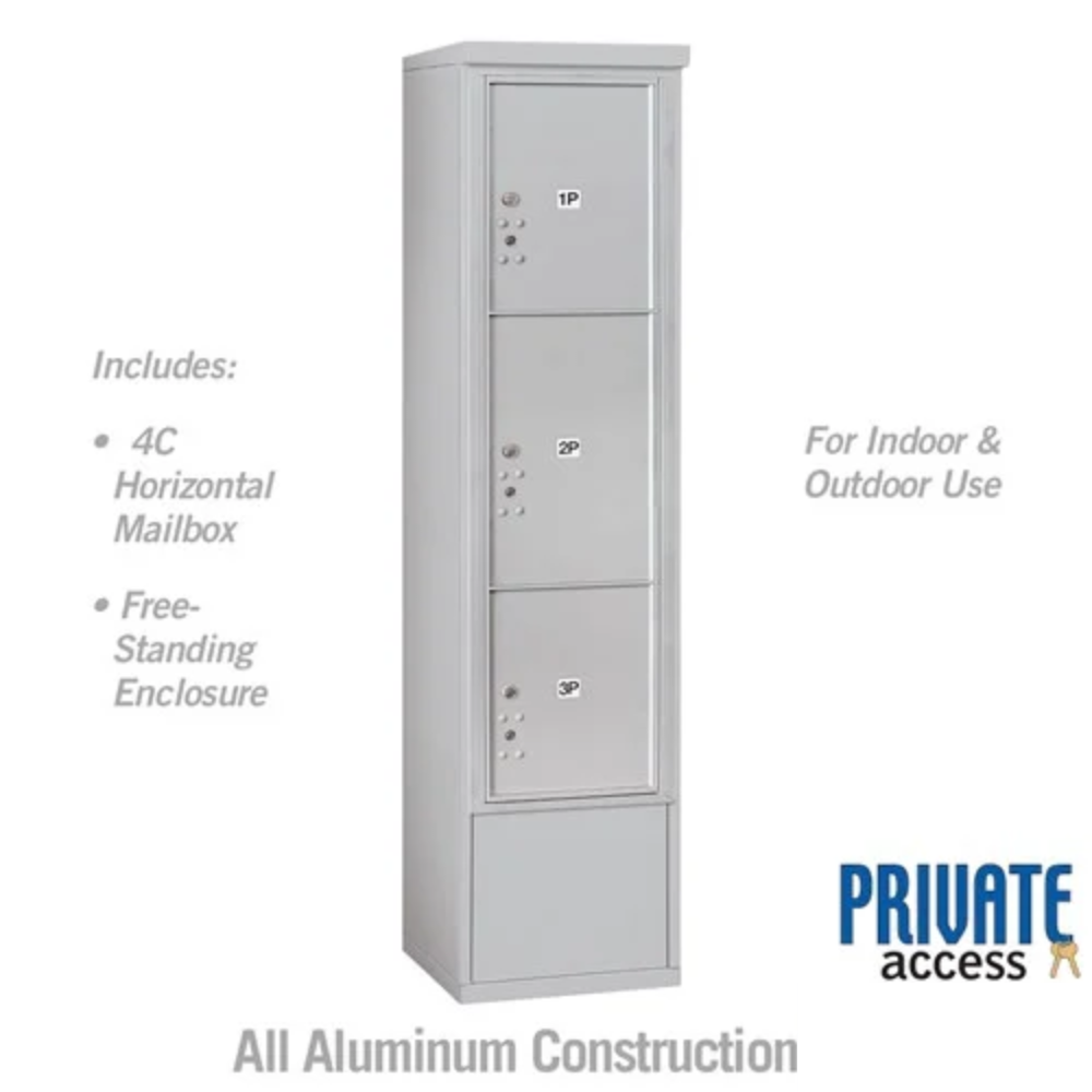Salsbury Maximum Height Free-Standing 4C Horizontal Parcel Locker | 3 Parcel Lockers with Private Access