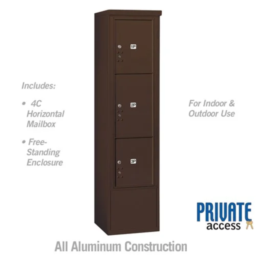 Salsbury Maximum Height Free-Standing 4C Horizontal Parcel Locker | 3 Parcel Lockers with Private Access
