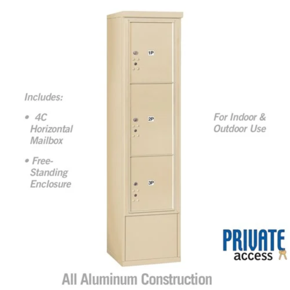 Salsbury Maximum Height Free-Standing 4C Horizontal Parcel Locker | 3 Parcel Lockers with Private Access