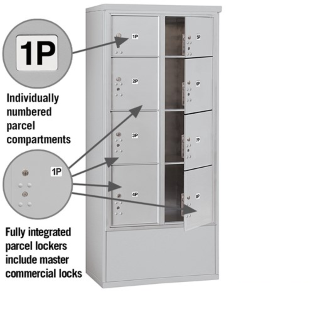Salsbury Maximum Height Free-Standing 4C Horizontal Parcel Locker | 8 Parcel Lockers with Private Access