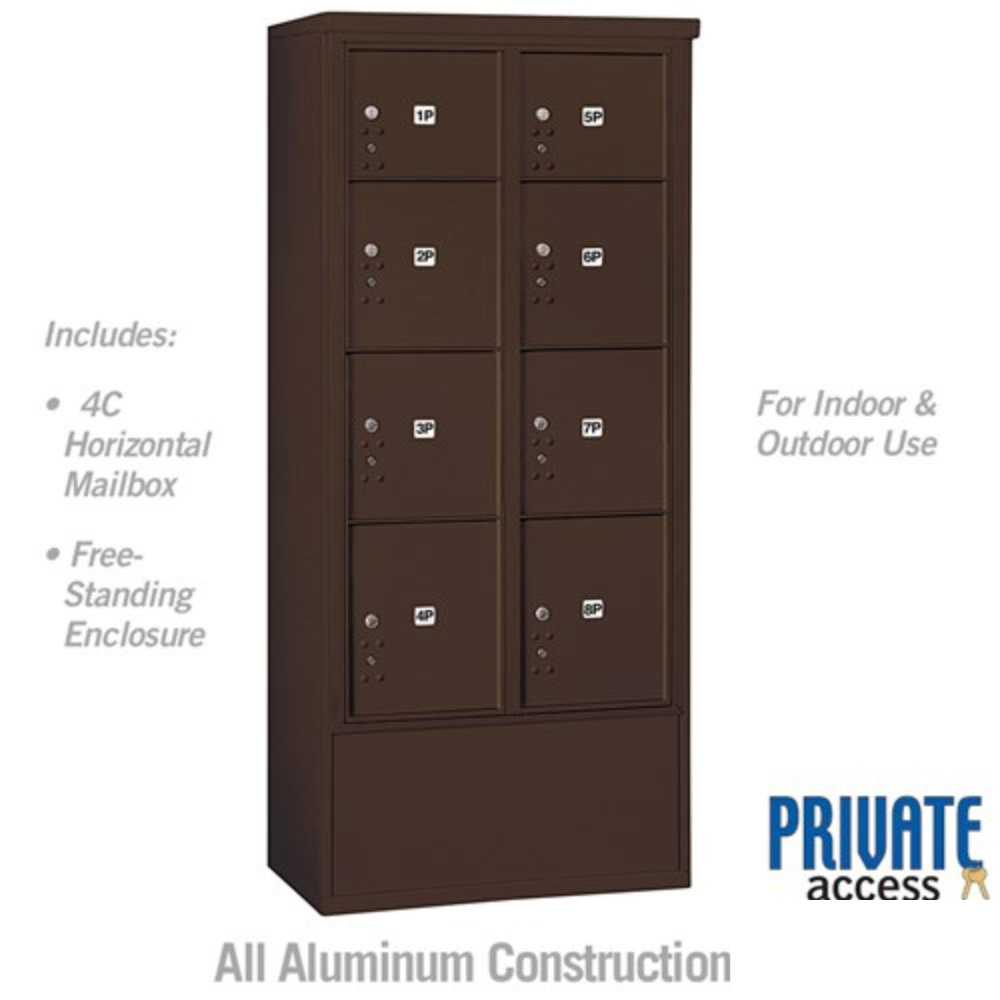 Salsbury Maximum Height Free-Standing 4C Horizontal Parcel Locker | 8 Parcel Lockers with Private Access