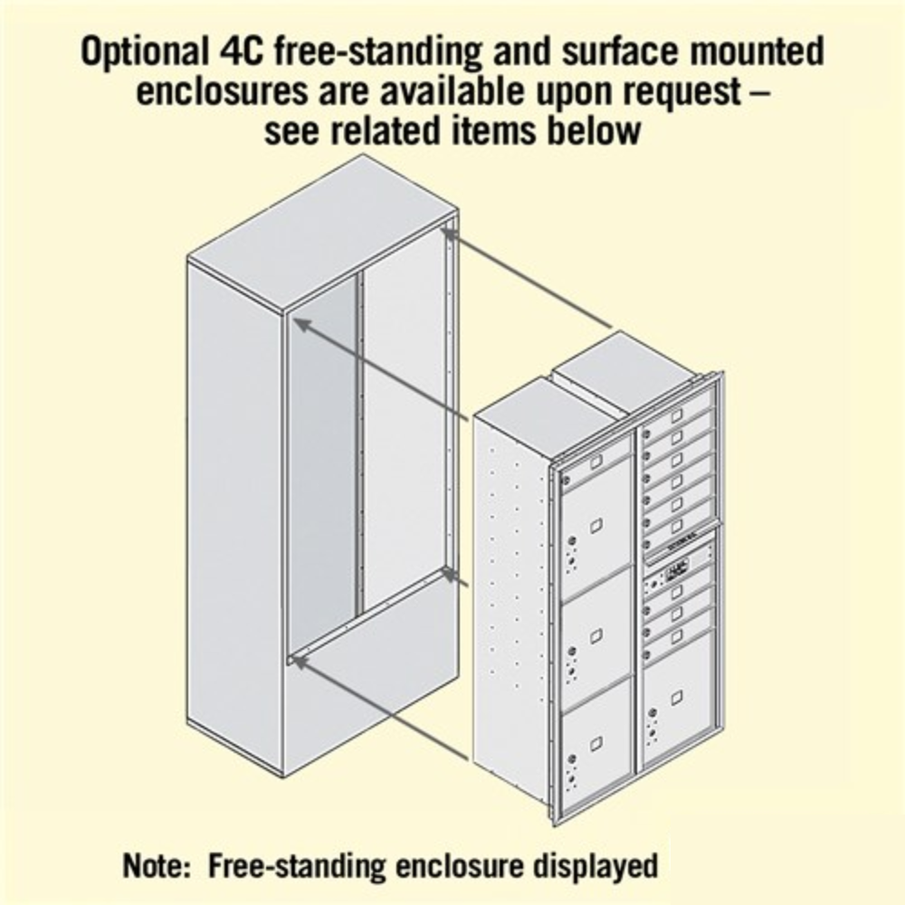 Salsbury Maximum Height Recessed Mounted 4C Horizontal Mailbox | 10 Doors and 4 Parcel Lockers with USPS Access - Front Loading