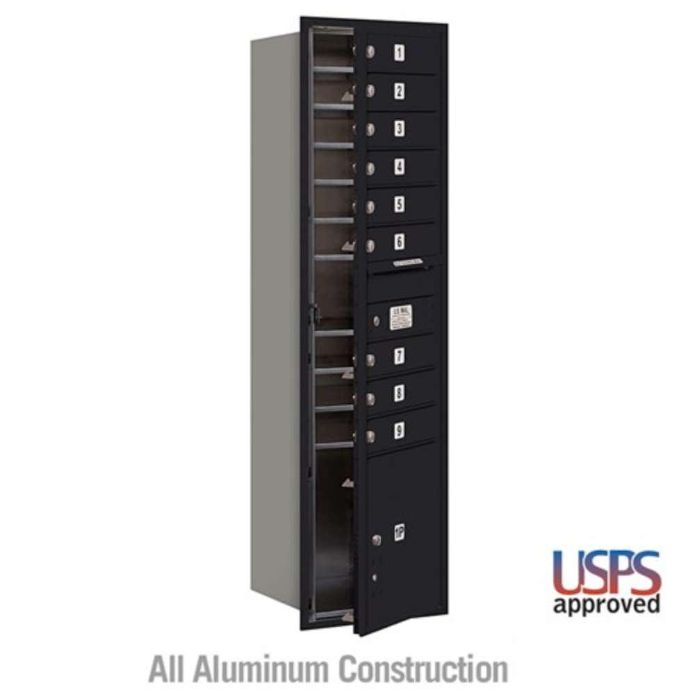 Salsbury Maximum Height Recessed Mounted 4C Horizontal Mailbox | 9 Doors and 1 Parcel Locker with USPS Access - Front Loading