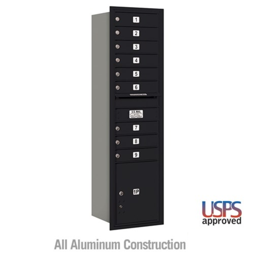 Salsbury Maximum Height Recessed Mounted 4C Horizontal Mailbox | 9 Doors and 1 Parcel Locker with USPS Access - Rear Loading