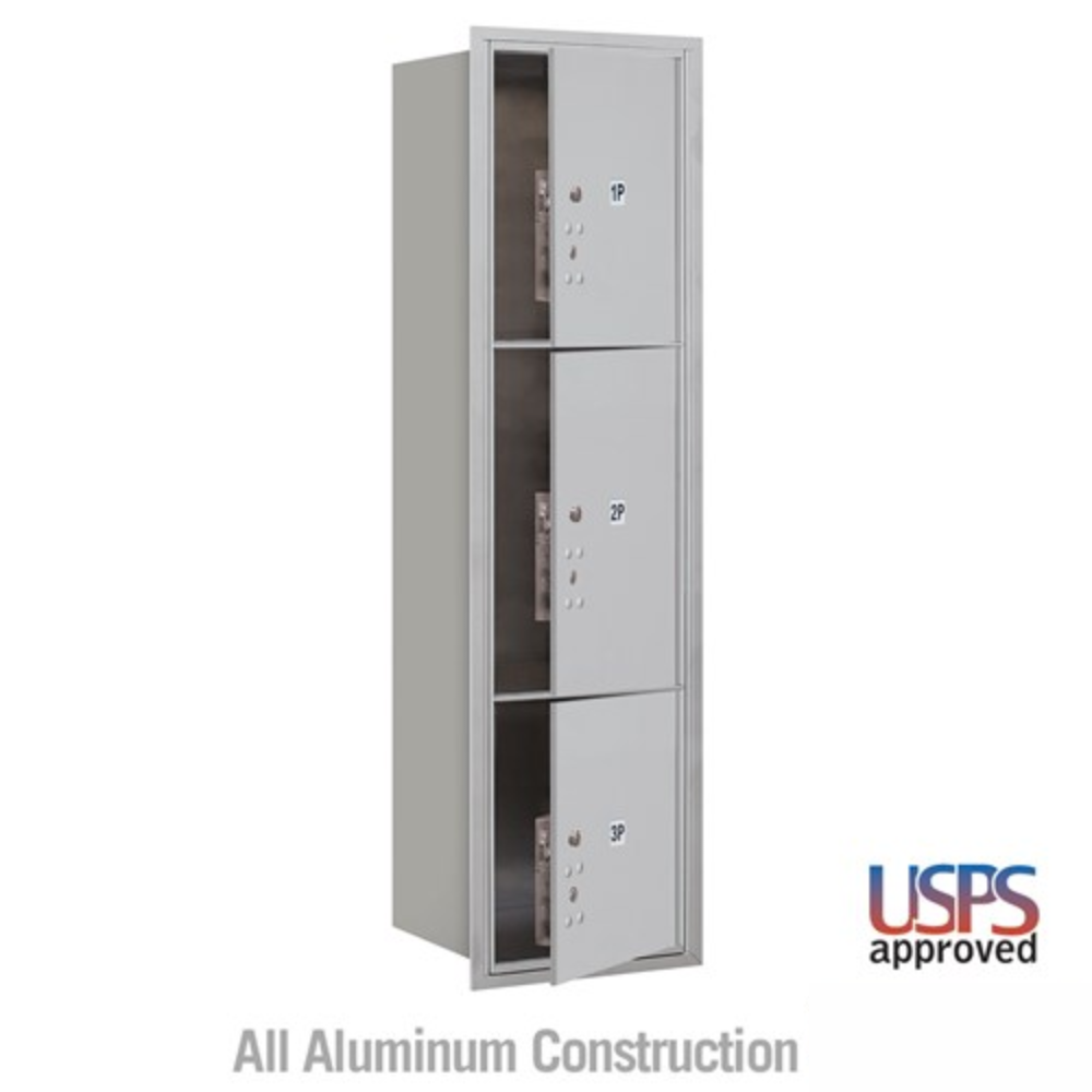Salsbury Maximum Height Recessed Mounted 4C Horizontal Parcel Locker | 3 Parcel Lockers with USPS Access - Front Loading