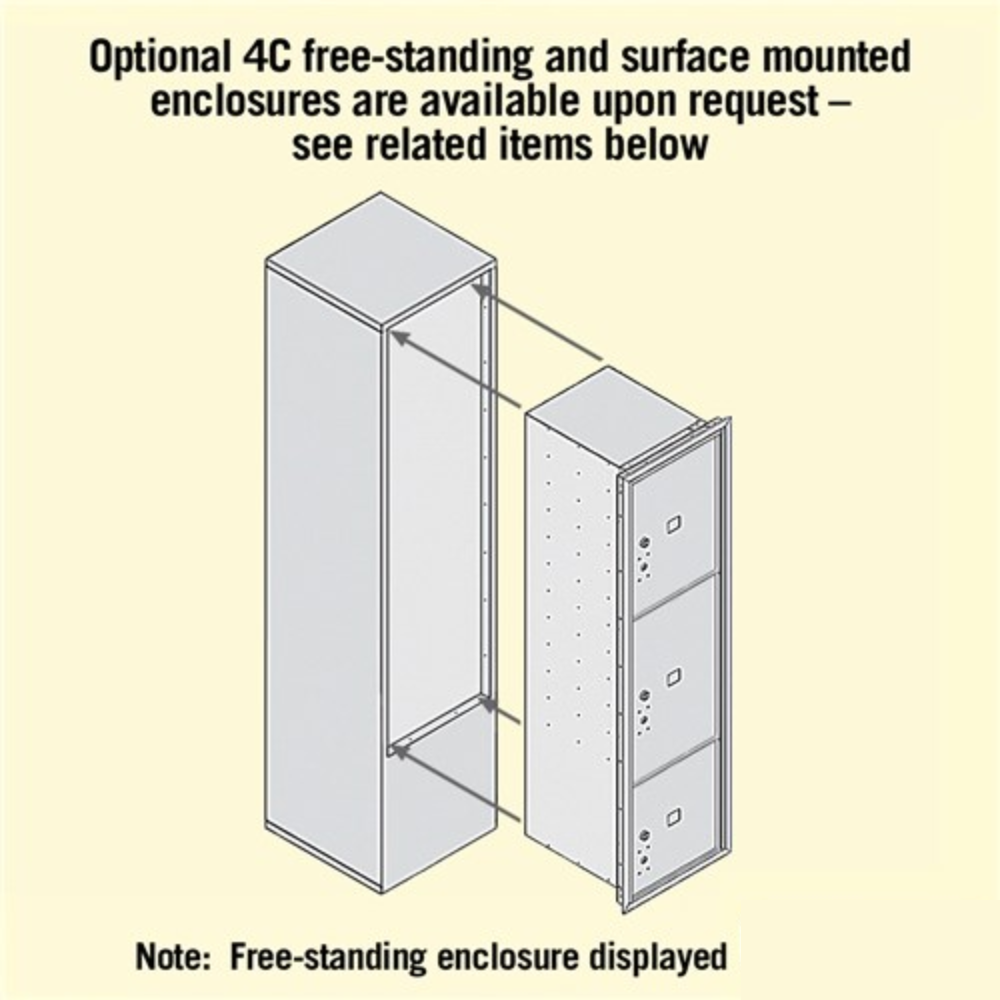 Salsbury Maximum Height Recessed Mounted 4C Horizontal Parcel Locker | 3 Parcel Lockers with USPS Access - Front Loading