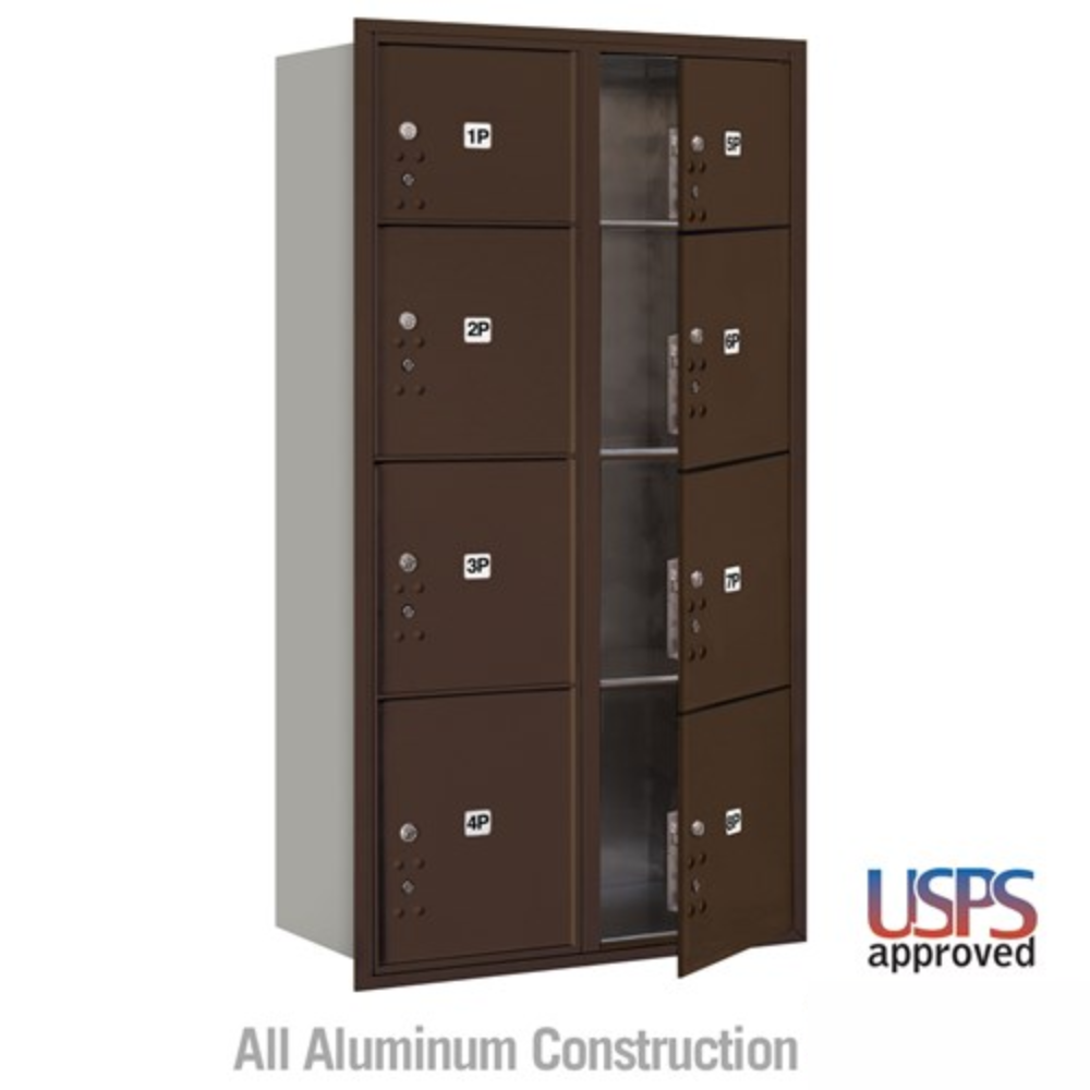 Salsbury Maximum Height Recessed Mounted 4C Horizontal Parcel Locker | 8 Parcel Lockers with USPS Access - Front Loading