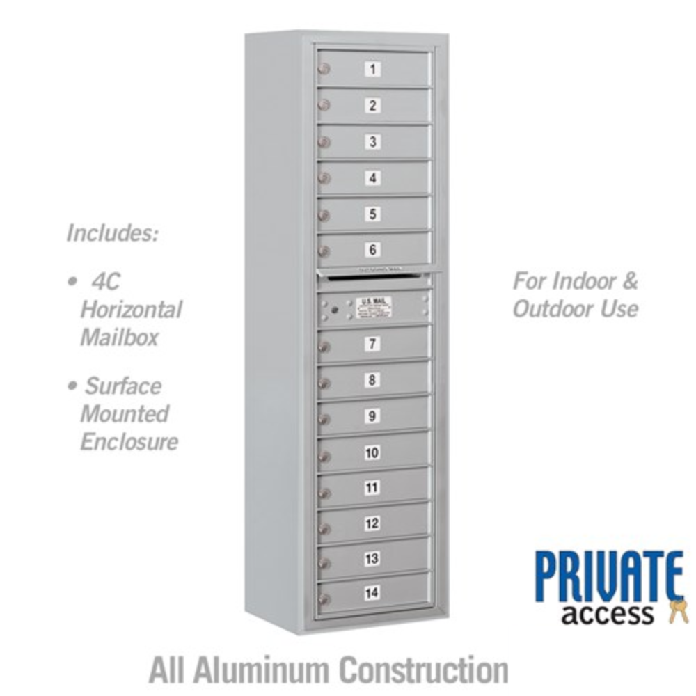 Salsbury Maximum Height Surface Mounted 4C Horizontal Mailbox | 14 Doors with Private Access