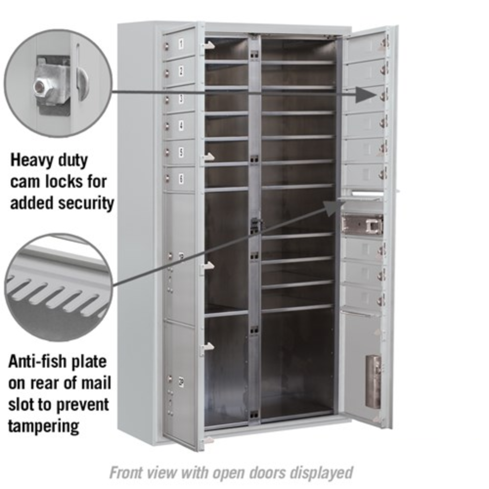 Salsbury Maximum Height Surface Mounted 4C Horizontal Mailbox | 15 Doors and 3 Parcel Lockers  with Private Access