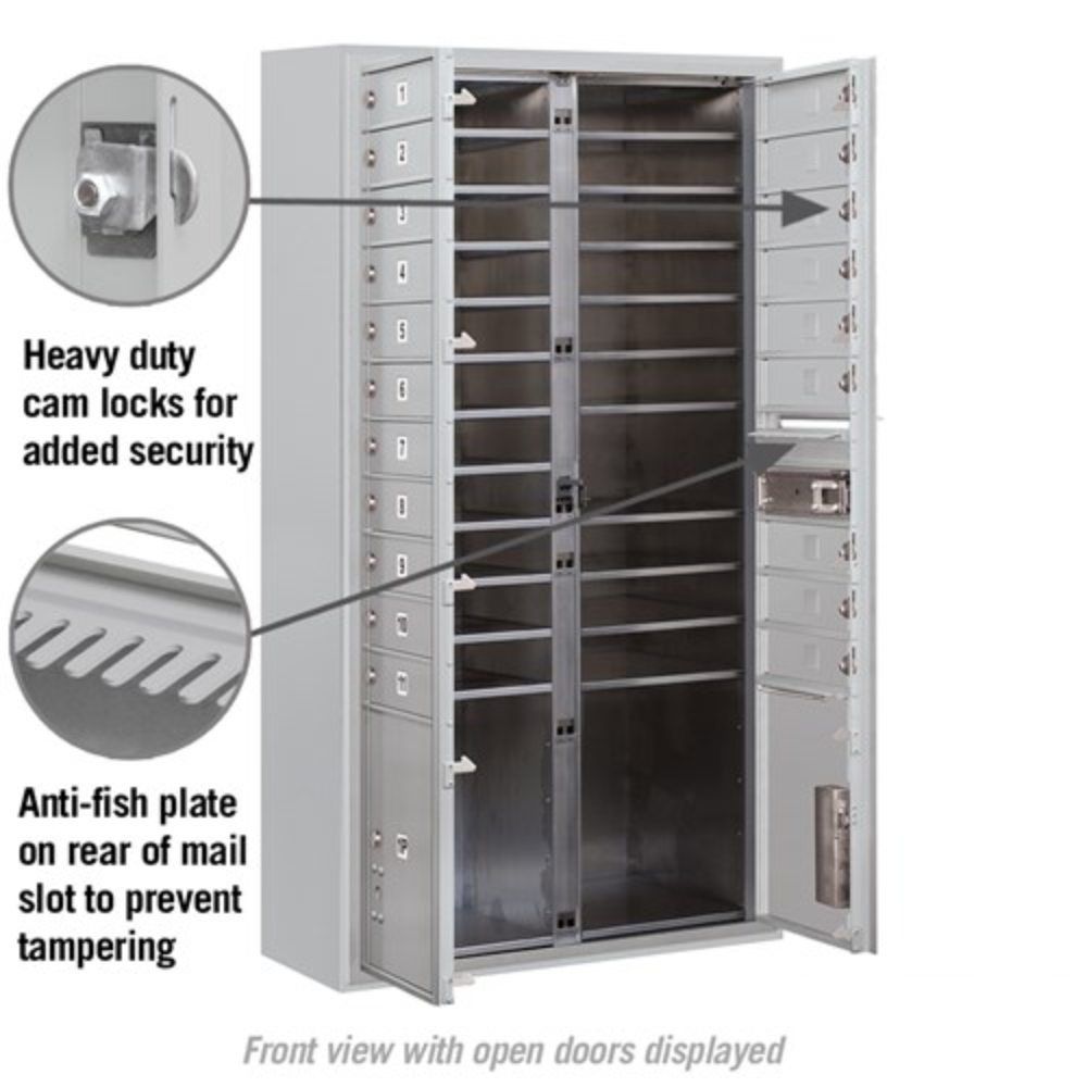 Salsbury Maximum Height Surface Mounted 4C Horizontal Mailbox | 20 Doors and 2 Parcel Lockers with Private Access