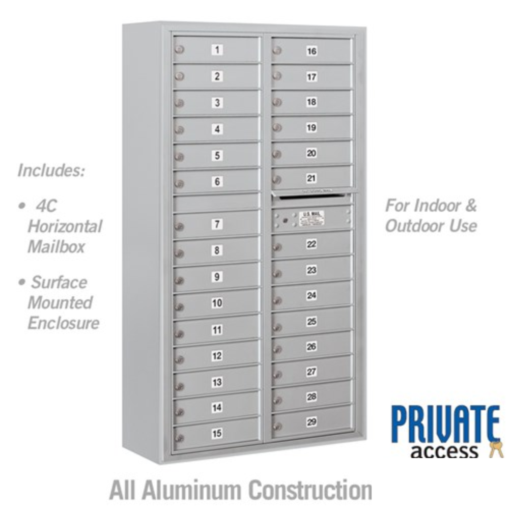 Salsbury Maximum Height Surface Mounted 4C Horizontal Mailbox | 29 Doors with Private Access