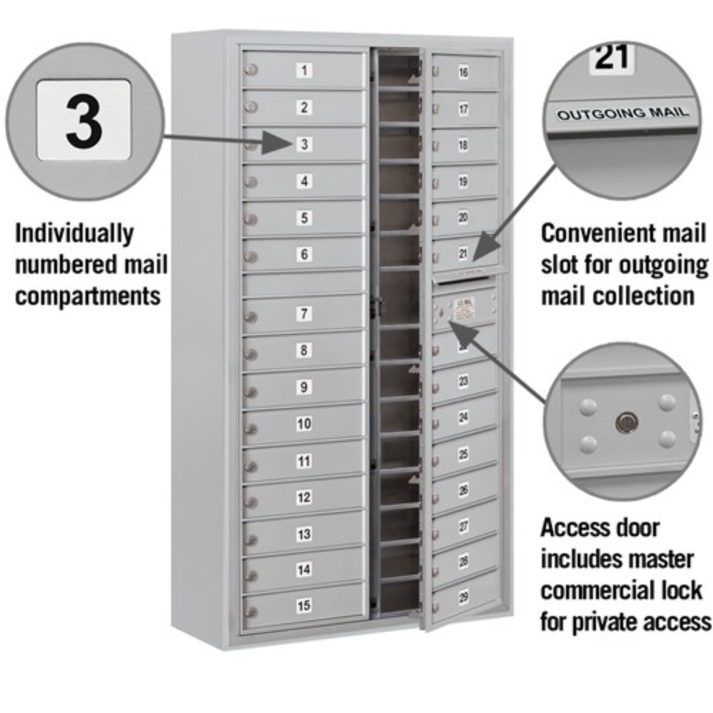 Salsbury Maximum Height Surface Mounted 4C Horizontal Mailbox | 29 Doors with Private Access