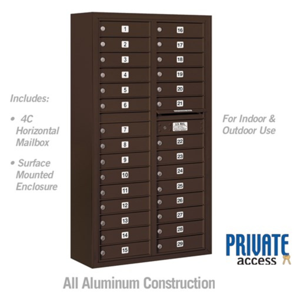 Salsbury Maximum Height Surface Mounted 4C Horizontal Mailbox | 29 Doors with Private Access