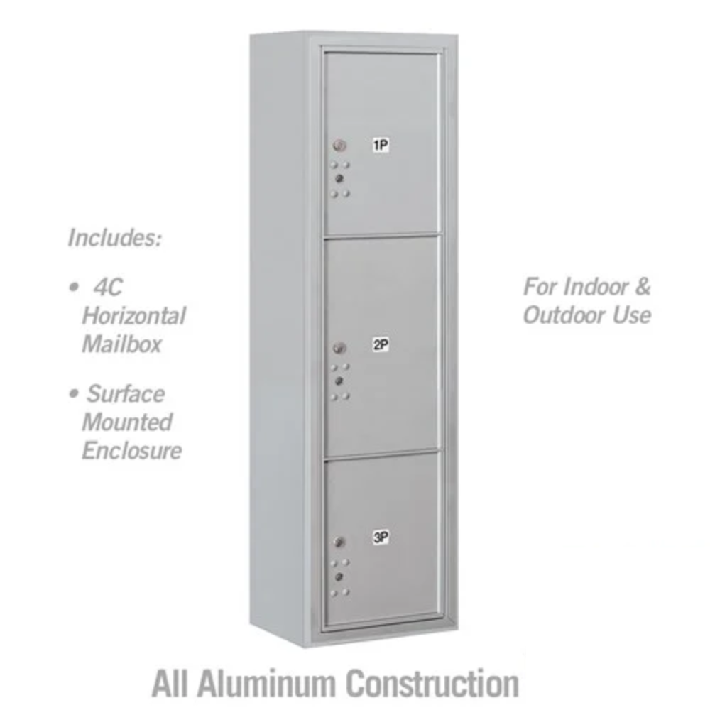 Salsbury Maximum Height Surface Mounted 4C Horizontal Parcel Locker | 3 Parcel Lockers with Private Access