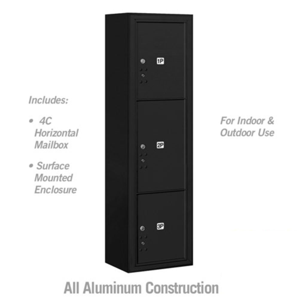 Salsbury Maximum Height Surface Mounted 4C Horizontal Parcel Locker | 3 Parcel Lockers with Private Access