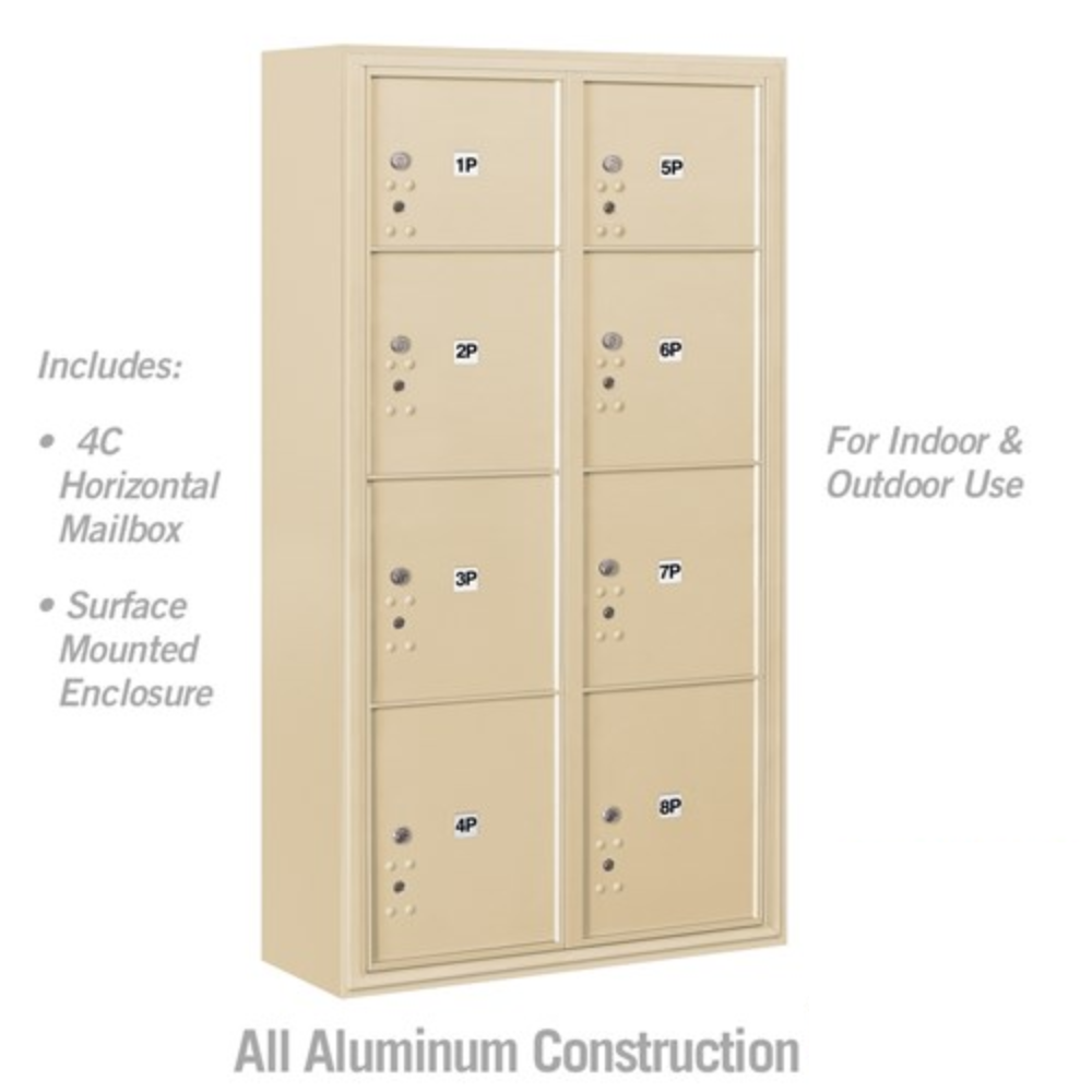 Salsbury Maximum Height Surface Mounted 4C Horizontal Parcel Locker | 8 Parcel Lockers  with Private Access