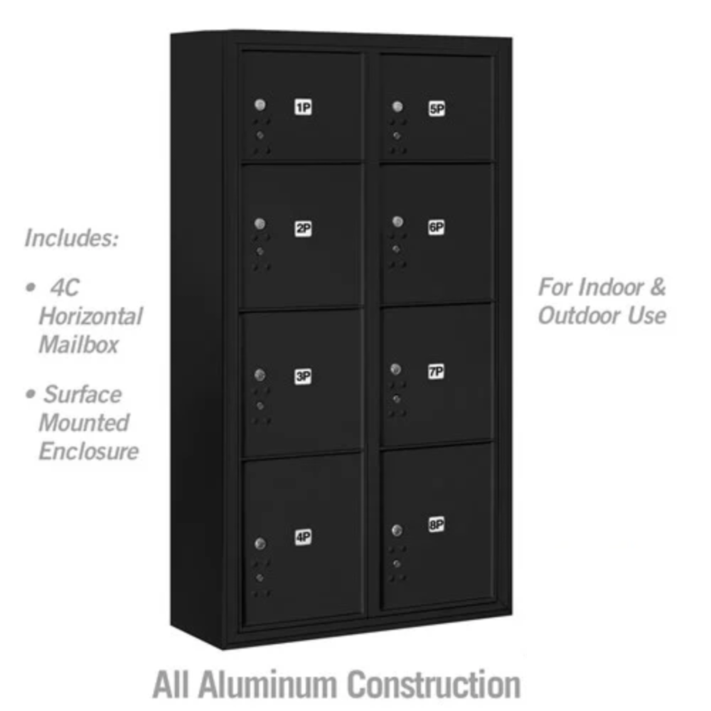 Salsbury Maximum Height Surface Mounted 4C Horizontal Parcel Locker | 8 Parcel Lockers  with Private Access