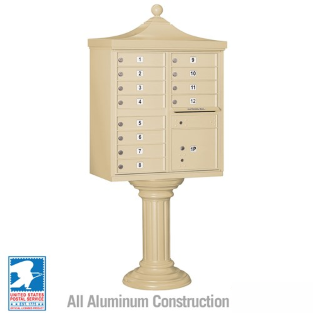Salsbury Regency Decorative Cluster Box Unit | 12 Doors and 1 Parcel Locker with USPS Access – Type 2