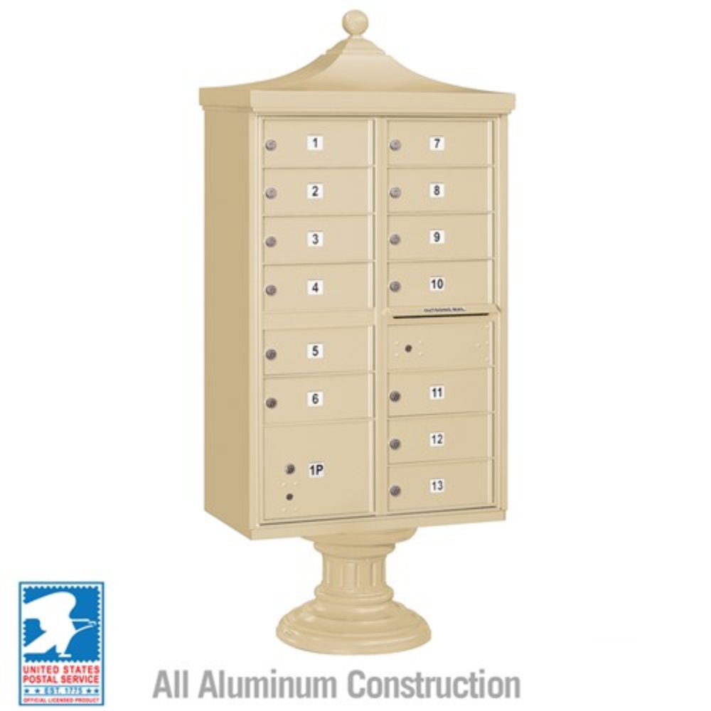Salsbury Regency Decorative Cluster Box Unit | 13 Doors and 1 Parcel Locker with USPS Access – Type 4